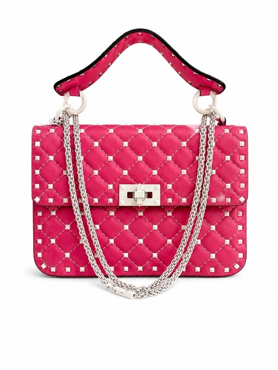 Valentino Handbags - Valentino Garavani Rockstud Spike Pink Quilted Leather Shoulder Bag